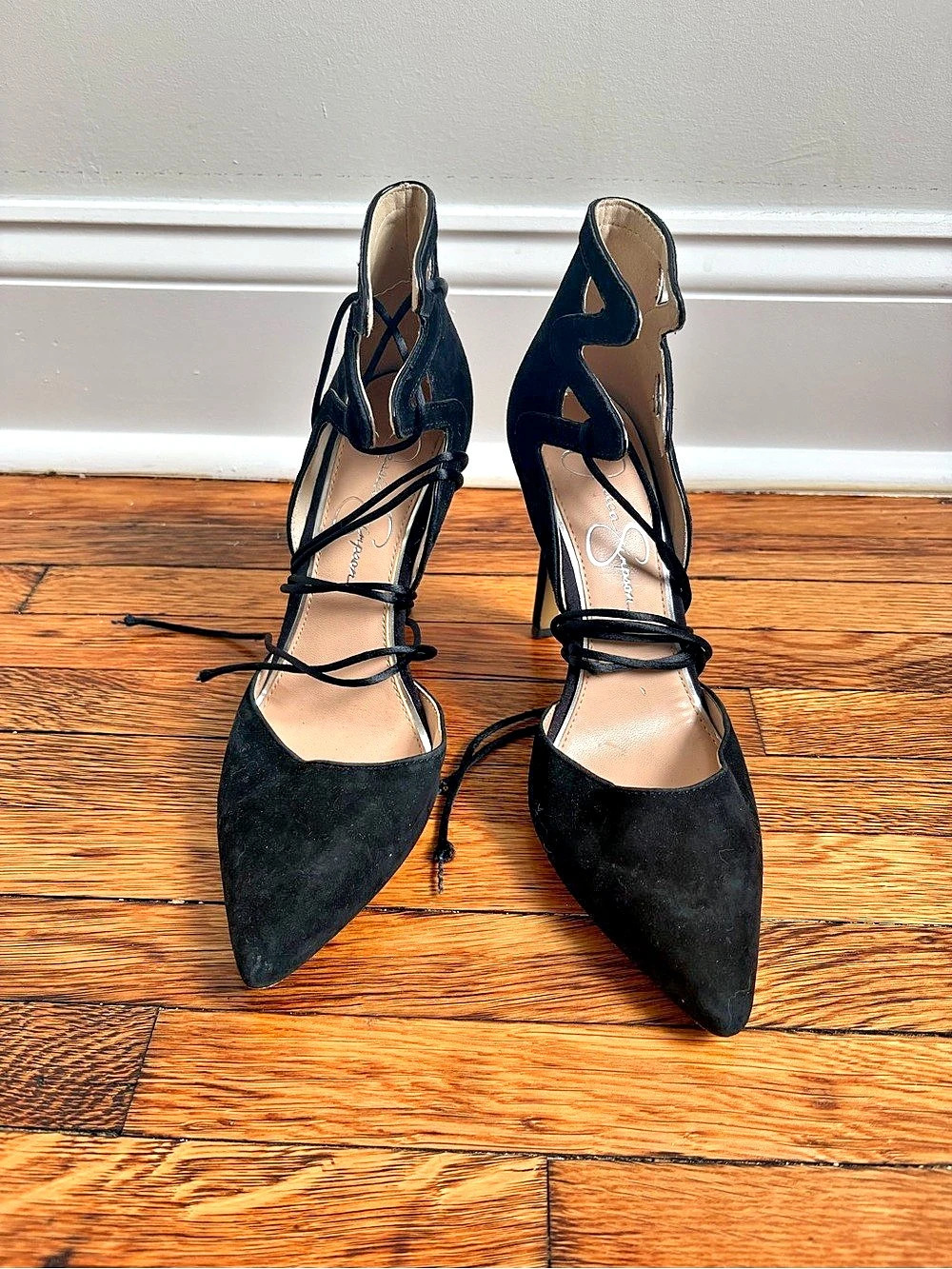 Jessica Simpson Lace-Up Pointy-Toe Pumps